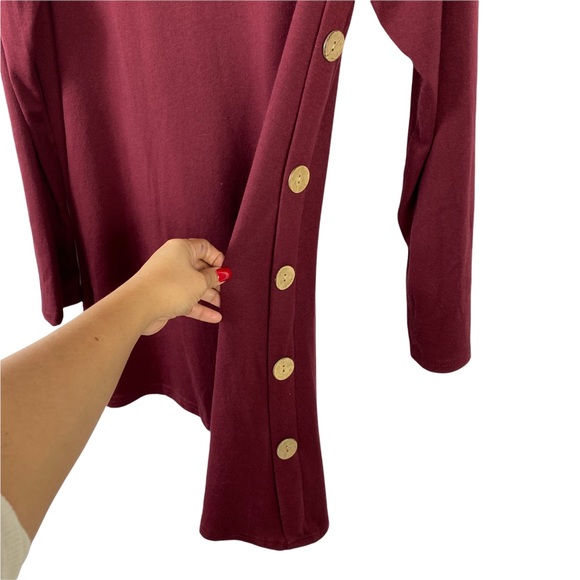 IGenJun Casual Cute Tunic Top Dress Casual Crew Neck Size Large Buttons on side - Picture 3 of 8